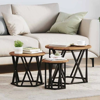 Nesting šoninis stalas 3 pcs Senovinis medis
