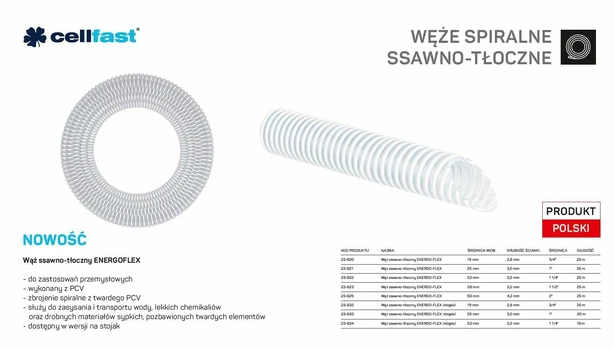 C. SUCTION AND PRESSURE HOSE FOR PUMPS 25mm x 25mb COLOURLESS ENERGO-FLEX
