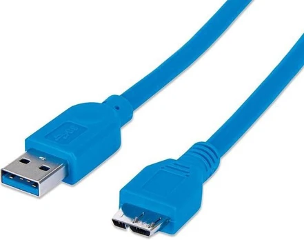 Laidas Techly USB-A - micro-B USB 3.0 male, Micro USB male, 0.5 m, mėlyna