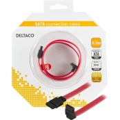 Kabelis DELTACO SATA, 0.5m, raudonas kampinis / SATA-05A-K kaina