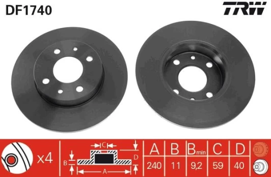 TRW DF1740 Brake Disc