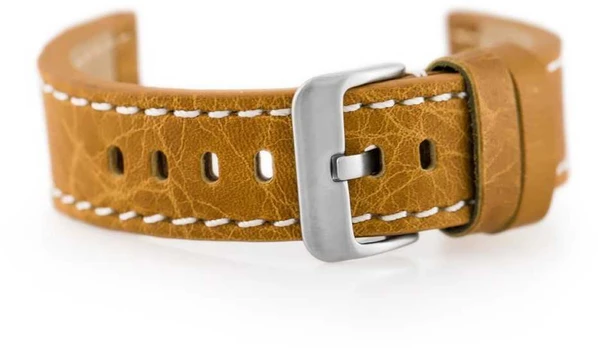 Pacific W48 leather watch strap - PREMIUM - camel/baltas - 24mm