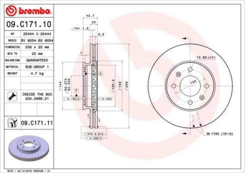 BREMBO 09.C171.11 Brake Disc
