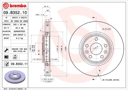 Stabdžių diskas BREMBO 09.B352.11