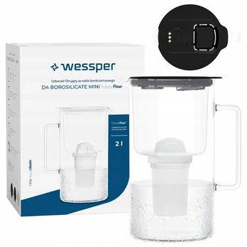 Wessper D4 BOROSILICATE MINI futureflow stiklinis filtravimo ąsotis 2l