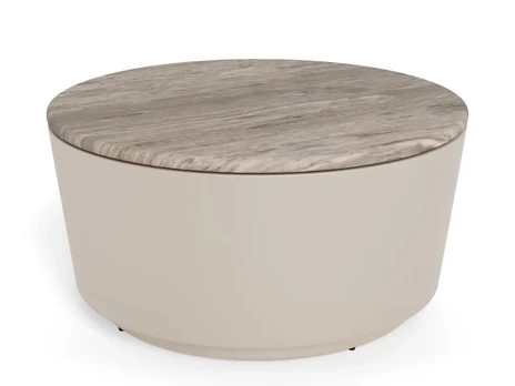 Cangas coffee table, Top marble grey Toronto, Base steel matt grey, Ø80x41.5 cm