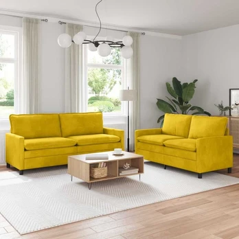Sofa Sofos komplektas 2 pcs Geltona Aksomas
