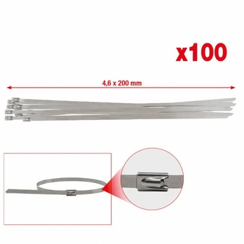 Stainless steel ball-lock cable ties, 4,6x200mm, 100 pcs, KS Tools