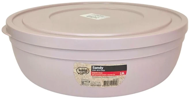 Plastmasinis dubenėlis su dangčiu SANDY 2.8l 25x7,6cm žemas