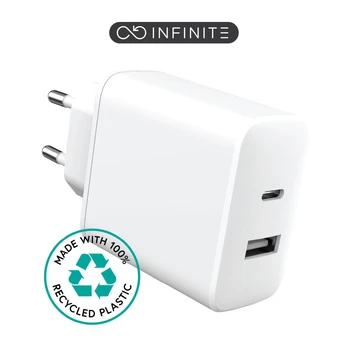 Adapteris Estuff Infinite ES637031, USB/USB Type-C, balta, 20 W