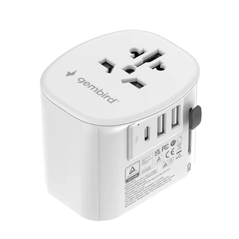 GEMBIRD universalus įžemintas kelioninis adapteris 15 W, baltas
