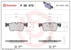Stabdžių trinkelių rinkinys, diskinis stabdys BREMBO P 06 070 kaina