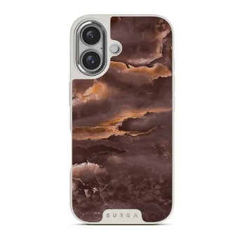 Fire Wood - Brown Marble iPhone 16 Case, Elite Light (MagSafe) / Silver