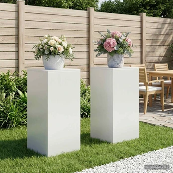Augalų stovas 2 pcs Balta 40 x 40 x 80 cm Plienas vidaXL