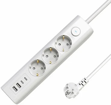 MicroConnect 3-way USB Schuko Power Strip on/off switch 1.5M, Baltas