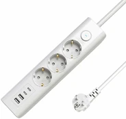 MicroConnect 3-way USB Schuko Power Strip on/off switch 1.5M, Baltas kaina