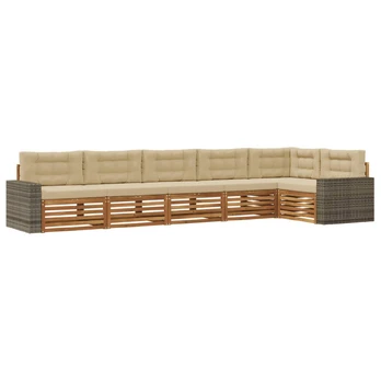 Lauko sofos komplektas 6 pcs Natūralus ir bežinis
