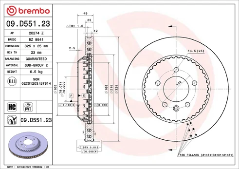 BREMBO 09.D551.23 Brake Disc