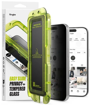 (Privacy) apsauginis grūdintas stiklas Apple iPhone 18 Pro telefonui "Ringke Easy Slide 2-Pack"
