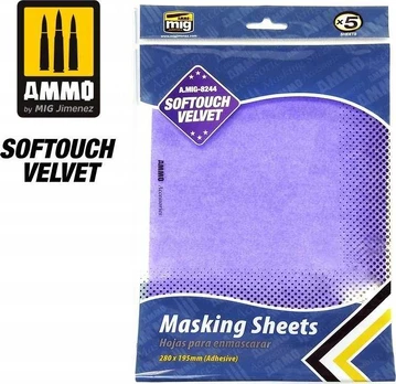 Vallejo Ammo: Softouch Velvet Masking Sheets - Adhesive (280 x 195 mm) (5)