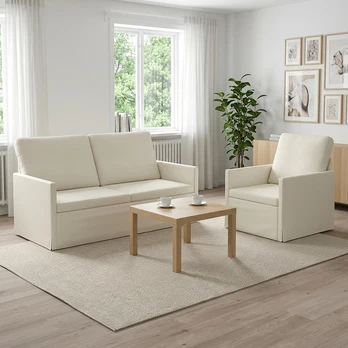 Sofa Sofos komplektas 2 vnt. Kreminė Kordūrinis audinys