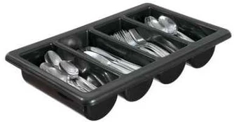 Multi Bestikkasse 1/1 GN 53x32.5x10 cm 4-rum Sort,1 stk