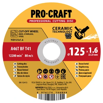 Keraminis pjovimo diskas „ProCraft YCD125x1.6”