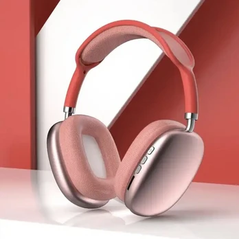 Ausinės su garsiakalbiu ir bluetooth, rožinės su dėklu
