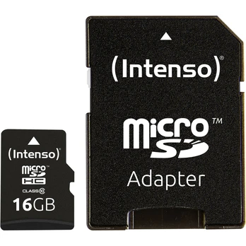 „Intenso“ 16 GB microSDHC atminties kortelė Class 10 su adapteriu