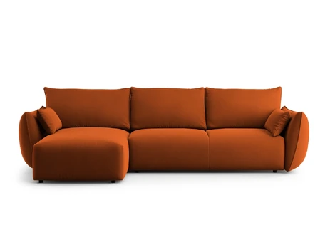Velvet Left Corner Sofa With Bed Function And Box, "Matera", 4 Seats, 253x173x86 Made in Europe