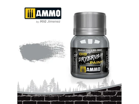 AMMO by MIG Jimenez AMMO MIG - Sendinimo priemonė DRYBRUSH Medium Pilkas, 40ml, 0602