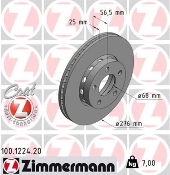 Stabdžių diskas ZIMMERMANN 100.1224.20