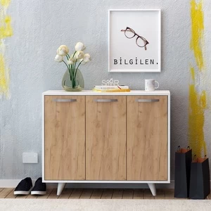 Spintelė Kalune Design Multi Purpose Piffa, balta/ąžuolo, 35 cm x 100 cm x 82 cm