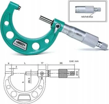 Insize Dydis MIKROMETR 25- 50 STANDARD /CERT. (Z)
