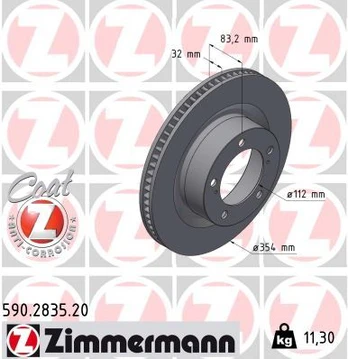 Stabdžių diskas ZIMMERMANN 590.2835.20
