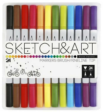 *Dvipusiai flomasteriai Sketch&Art, 24 spalvų