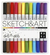 *Dvipusiai flomasteriai Sketch&Art, 24 spalvų kaina