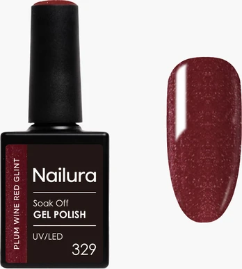 Nailura - Gel Polish 329 - Plum Wine Red Glint - 10 ml