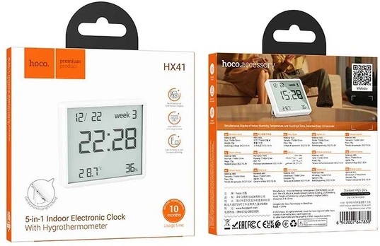 HOCO elektroninis laikrodis su higrotermometru HX41 baltas