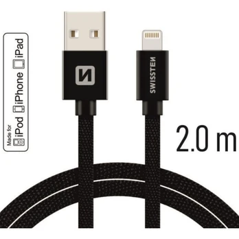 Laidas Swissten MFI, USB/Apple Lightning, 2 m, juoda