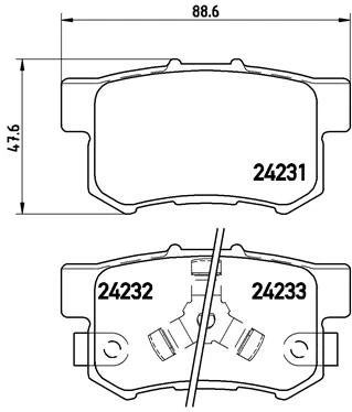 Stabdžių trinkelių rinkinys, diskinis stabdys BREMBO P28051