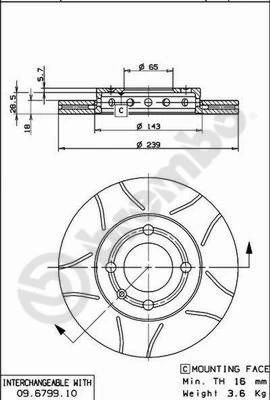 Stabdžių diskas BREMBO 09.6799.75