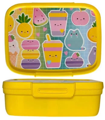 Curver Food storage container rectangular with divider 1.8L Snap Box yellow/kawaii