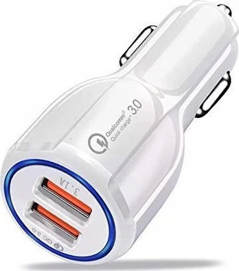 Automobilinis įkroviklis 2xusb, 20w, Baltas