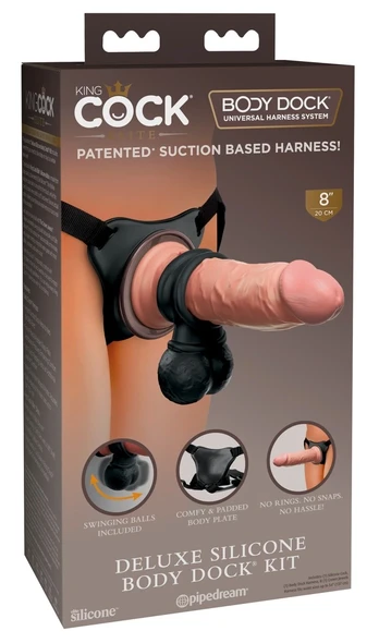 KING COCK ELITE - DELUXE ADJUSTABLE HARNESS KIT RING WITH TESTICLES - DILDO 20.3 CM