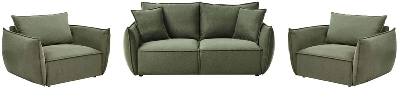 Sofa Beliani 5 asm. svetainės baldų komplektas KUNES žalias
