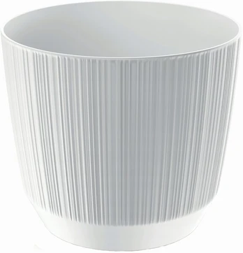 Apvalus plastikinis vazonas su rievėmis, baltas 14,7 cm "Ryfo, 14.7 cm