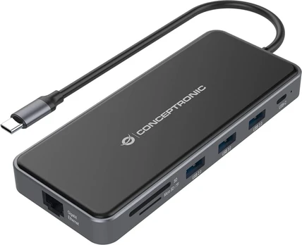CONCEPTRONIC Adapteris USB-C->2xHDMI,GbE,PD,2xUSB3.0,SD0,25gr