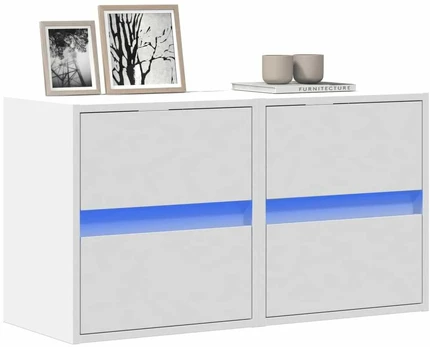 Sieninės TV spintelės su LED, 2vnt., baltos, 41x31x45cm