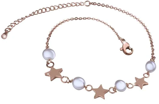 Troli Fine gilded leg bracelet with pearls